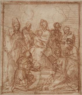 Thronende Madonna mit acht Heiligen (Studie) 1528