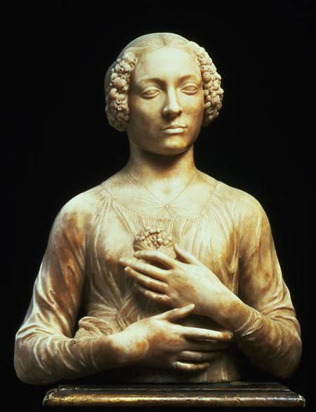 Young woman with a bunch of flowers, or "Flora", thought to be Lucrezia Donati, bust von Andrea del Verrocchio
