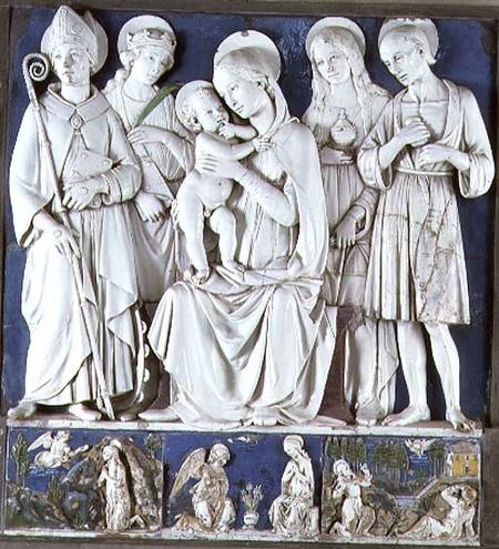 Altarpiece of the Madonna and Child with Saints, the predella depicting scenes from the lives of the von Andrea  della Robbia