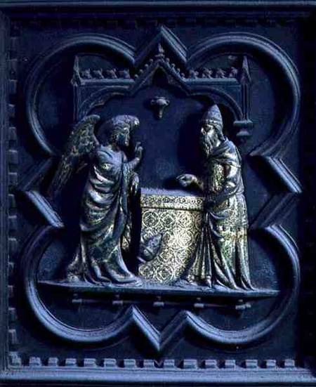 The Angel Announces to Zechariah, first panel of the South Doors of the Baptistery of San Giovanni von Andrea Pisano