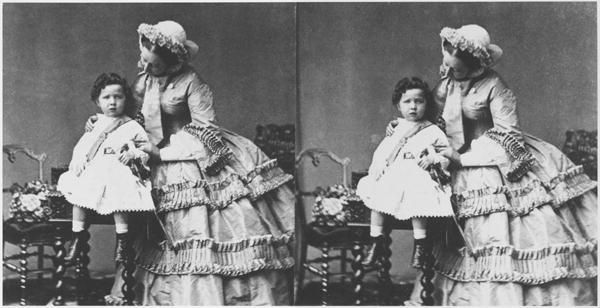 Empress Eugenie and Prince Eugene Louis Napoleon Bonaparte, c.1858-59 (stereoscopic photo) (b/w phot von Andre Adolphe Eugene Disderi
