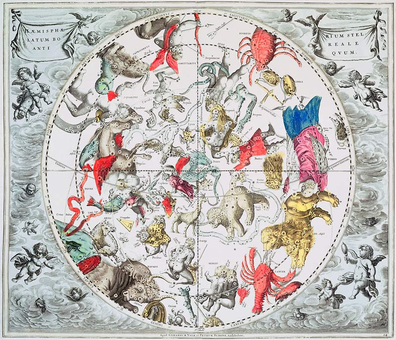 Celestial Planisphere Showing the Signs of the Zodiac, from ''The Celestial Atlas, or The Harmony of von Andreas Cellarius