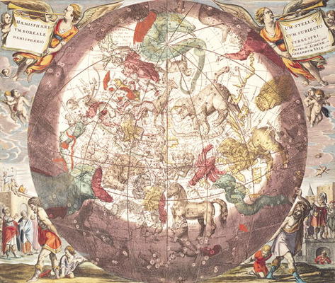 Northern (Boreal) Hemisphere, from 'Atlas Coelestis', engraved by Pieter Schenk (1660-1719) and Gera von Andreas Cellarius