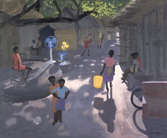 Fan Seller, Malindi, Kenya, 1995 (oil on canvas)  von Andrew  Macara