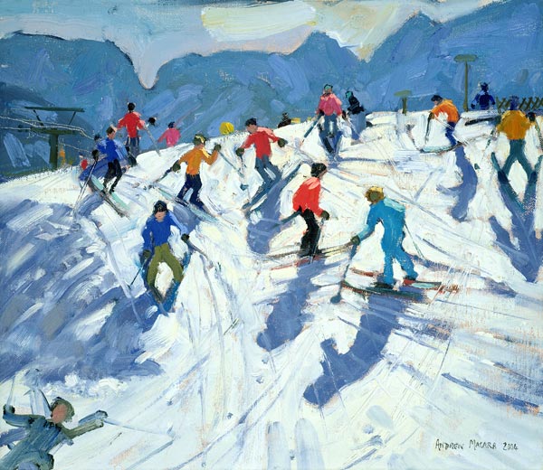 Busy Ski Slope, Lofer, 2004 (oil on canvas)  von Andrew  Macara