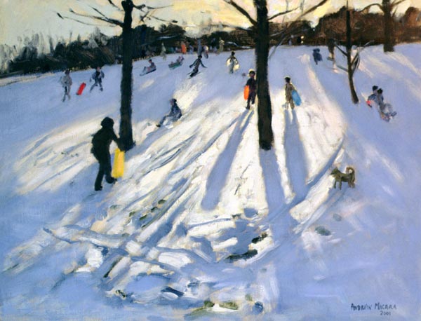Snow, Rykneld Park, Derby, 2001 (oil on canvas)  von Andrew  Macara