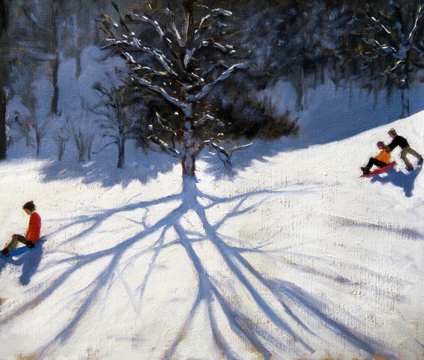 Tree and two tobogganers von Andrew  Macara