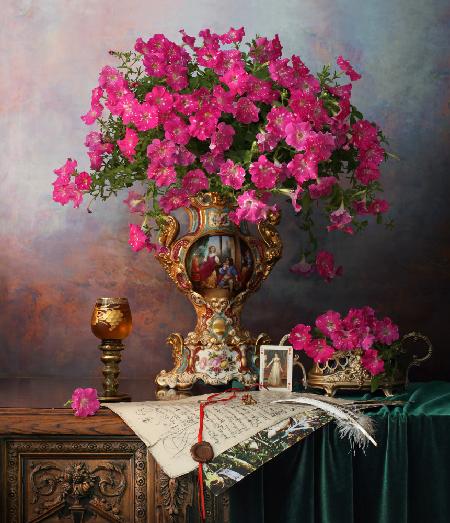 Stillleben mit Blumen in einer französischen Vase