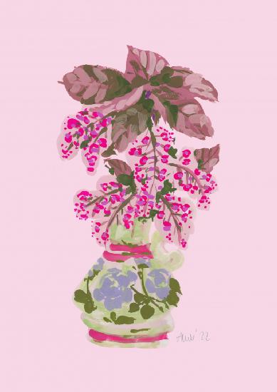 Blühende Vase in Rosa
