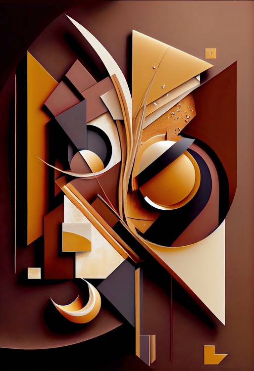 Schokoladen-Reflexionen. Geomatisches abstraktes Gesicht. Wandkunst von Anja Frost