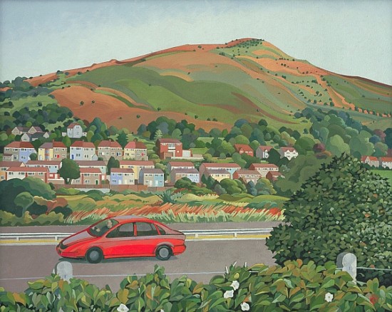 From the train, South Wales (oil on canvas)  von Anna  Teasdale
