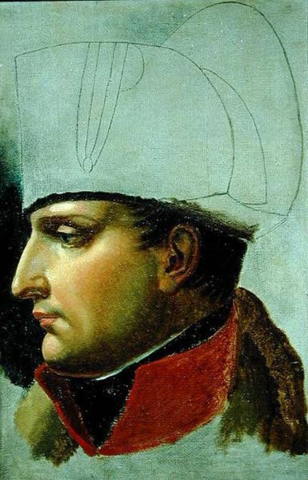 Unfinished Portrait of Napoleon I (1769-1821) formerly attributed to Jacques Louis David (1748-1825) von Anne-Louis Girodet de Roucy-Trioson