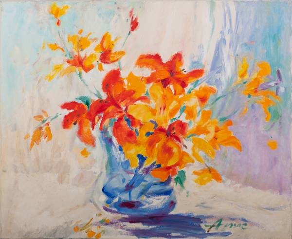 Rote und gelbe Lilien von Anne Scherbel