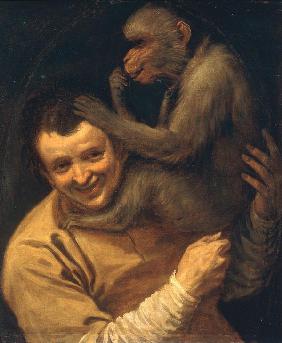 Mann mit lausendem Affen 1590