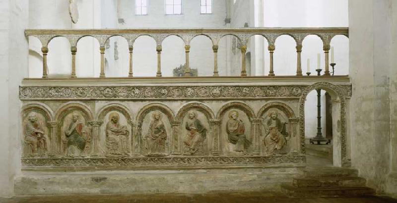 Maria mit dem Kind umgeben von 6 Aposteln (Südliche Chorschranke). Ende 12. Jh. von Anonym Romanisch
