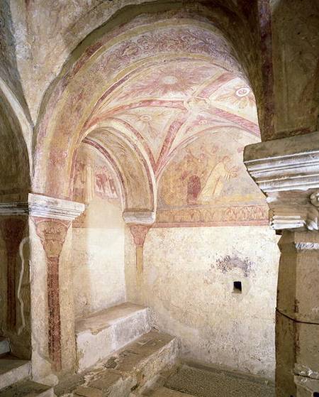 View of the Carolingian frescoes in the inner crypt von Anonym Romanisch
