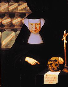 Bildnis einer Grauen Schwester in der Apotheke der Tugenden von Anonym (Breslauer Maler)