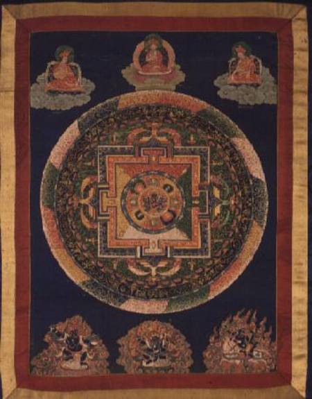 1962.220 Thangka of Mandala of Chakrasamvara in fierce form with red PrajnaVajravarahi von Anonymous