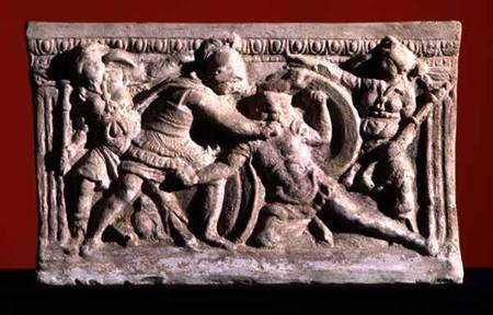Battle scene from a cinerary urn Etruscan von Anonymous