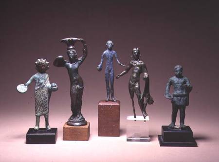 Collection of Etruscan antiquities including a figure of Hercules and a patera handle in the form of von Anonymous