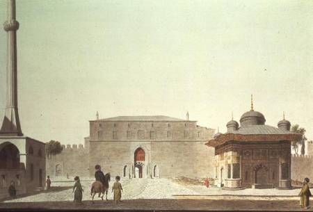 Constantinople: Hagia Sophia Square showing the fountain and the Imperial Gate of the Old Seraglio ( von Anonymous