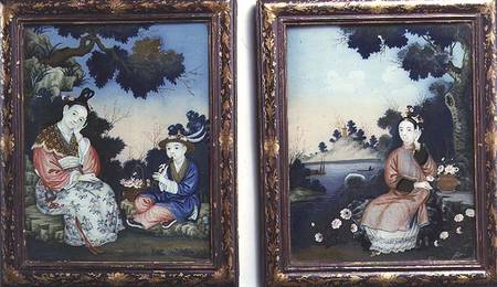 Courtly ladies(from a pair of paintings on glass von Anonymous