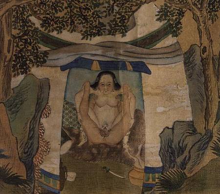Erotic depiction of lovers in a tent, from a series depicting the lives of Mongol Horsemen von Anonymous