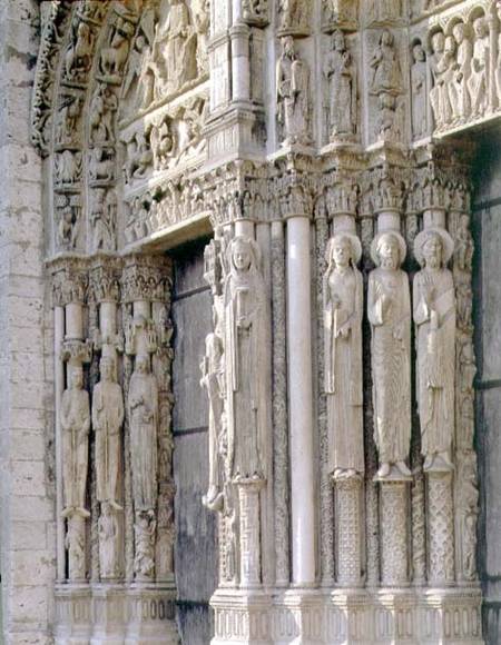 est facade, south and central doors of the Royal Portal, detail of column figures von Anonymous