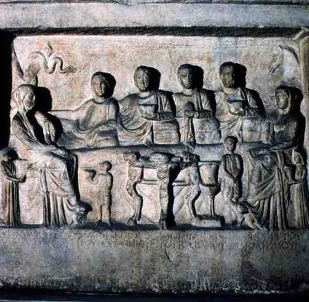 Funeral banquet scene from a stela relief Greek von Anonymous