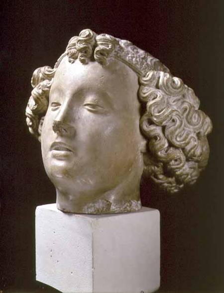Head of an Angel, front view,fragment from a statue von Anonymous
