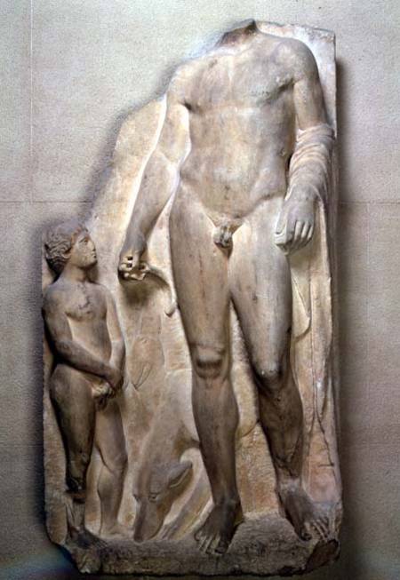 Huntsman, fragment from a relief on a funerary stele,Attic von Anonymous