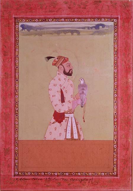 I.S.227-1950 A'zam Shahr, third son of Emperor Aurangzeb, holding a falcon, Golconda, Deccani School von Anonymous