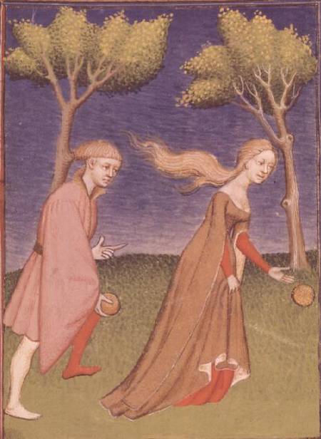 Melanion races against Atalanta, casting the golden apples given to him by Aphrodite to distract her von Anonymous