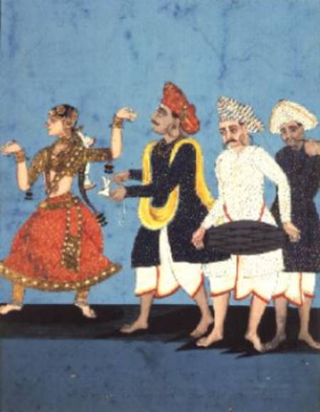 Three musicians and a dancing girl, Tanjore von Anonymous