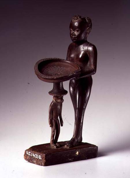 Nubian girl with monkey and dish, Egyptian von Anonymous