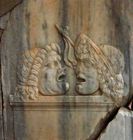 Relief depicting theatrical masks von Anonymous