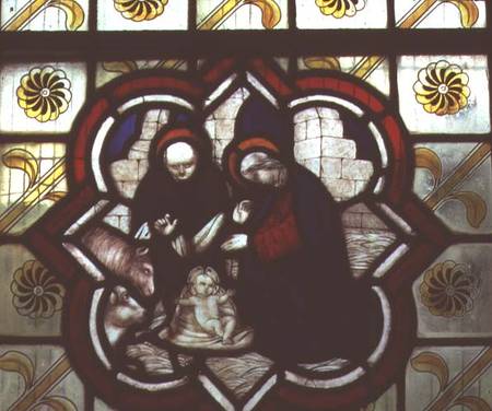 Stained glass windowdetail of a Nativity scene von Anonymous