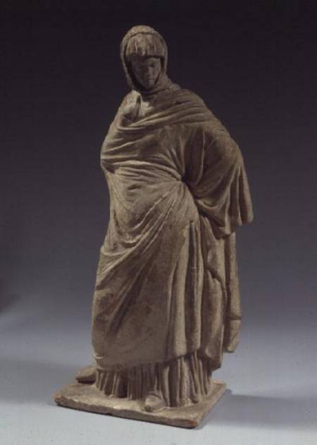 Stone female statuette, Boeotian, Tanagra,Hellenistic period von Anonymous