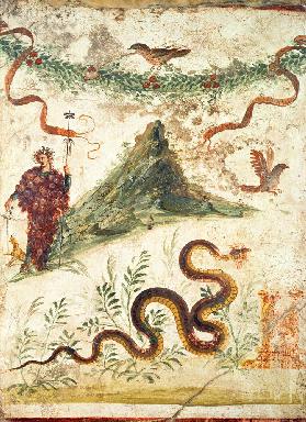 Bacchus Standing Before Vesuvius, from the House of the Centenary, Pompeii,Fourth Style 1st centur
