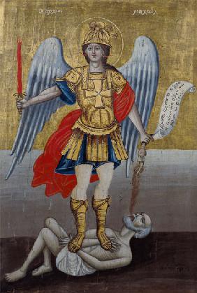 Archangel Michael: Greek icon from the Cyclades dated 1817