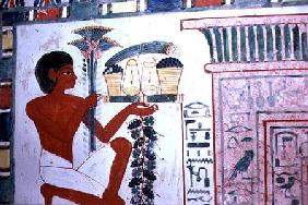 Bearer of Offerings, in the Tomb of Nakht, scribe and astronomer of Amun, Dynasty XVIII,New Kingdom c.1410 BC