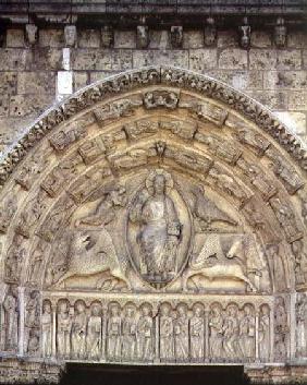 Christ in Majesty with the Evangelist Symbols and Apostles, tympanum, central door of the Royal Port mid 12th c