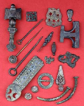 Collection of Anglo-Saxon, Viking and Celtic antiquities including Anglo-Saxon cruciform brooches an from the 4
