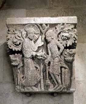 Column capital depicting Christ and James the Less c.1125-30