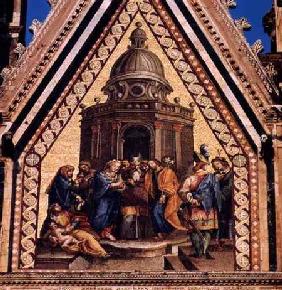 Detail from the facade of Orvieto Cathedraldepicting the Marriage of the Virgin 14th centu
