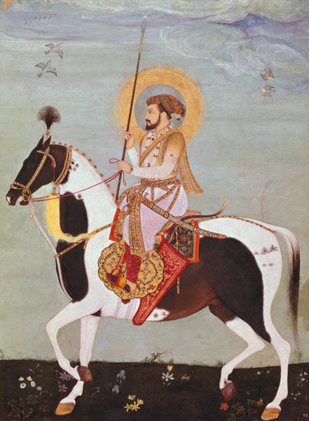 Equestrian portrait of Shah Jahan (1592-1666), 5th Mogul Emperor of Hindustan,Indian 17th centu