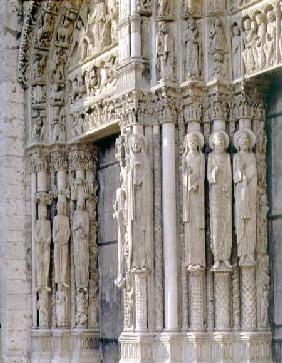 est facade, south and central doors of the Royal Portal, detail of column figures mid 12th c