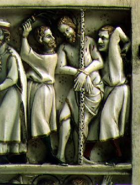 The Flagellation of Christ, detail of ivory diptych,French 14th centu