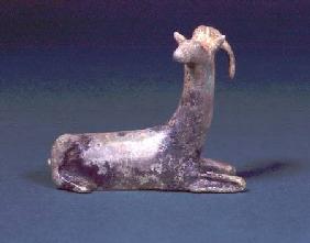 Hollow cast bronze horned goatpossibly originally attached to the rim of a vessel mid 6th ce