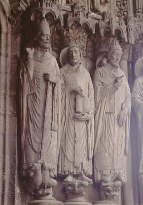 (LtoR) SS. Martin of Tours, Jerome and Gregory the Great, figures on the exterior east embrasures,ea c.1220
